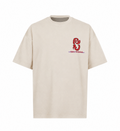 Cream white oversized t-shirt with graphic "life" logo