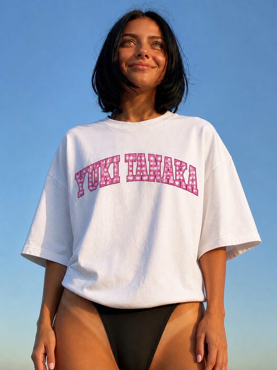 White oversized "college girl" t-shirt