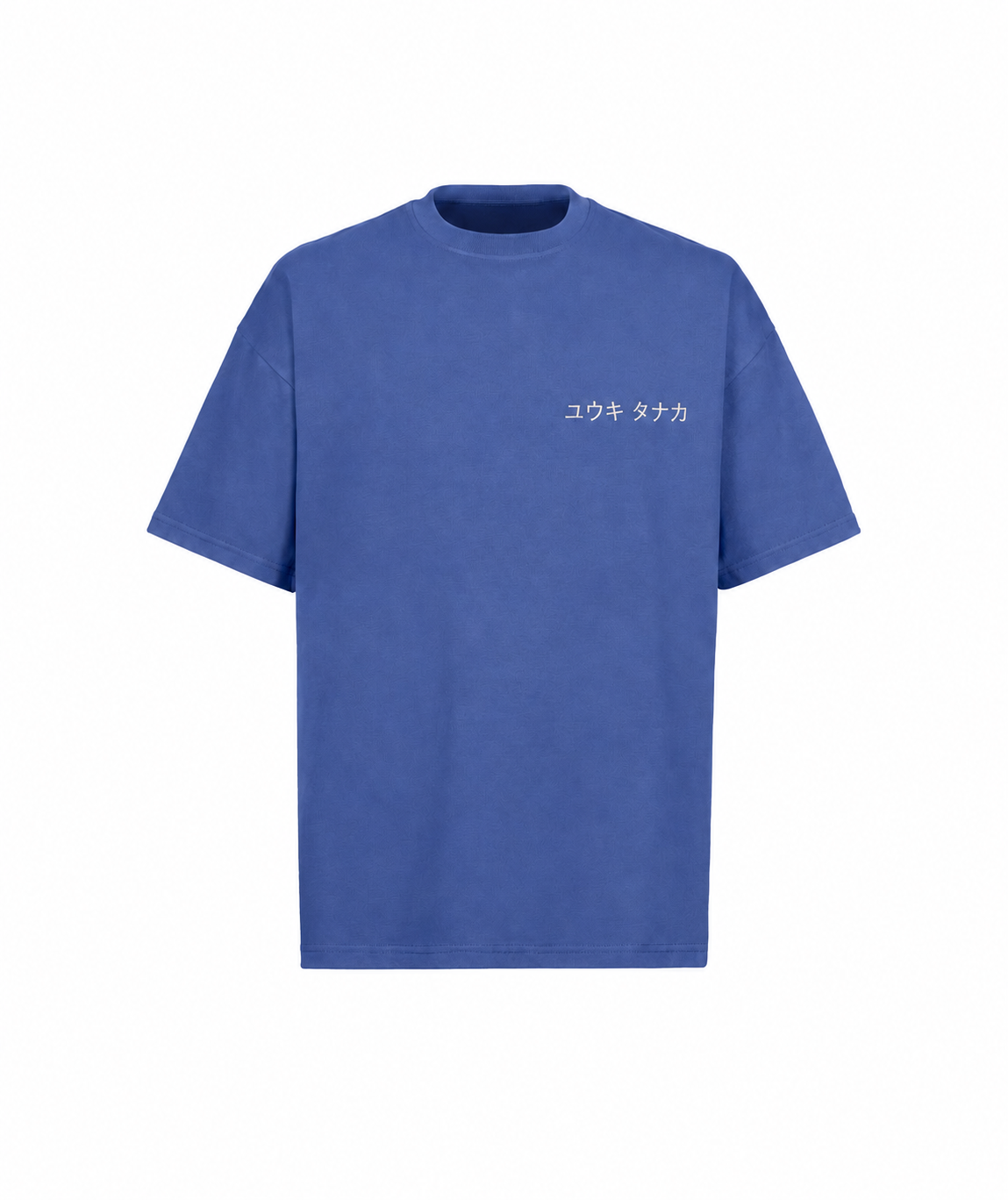 Blue oversized "「ユウキ タナカ" T-shirt
