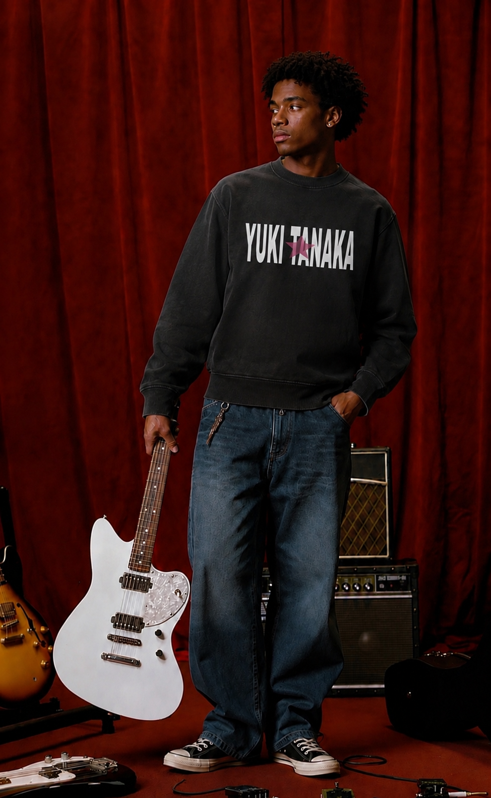 vintage black "rockstar" crewneck Sweater