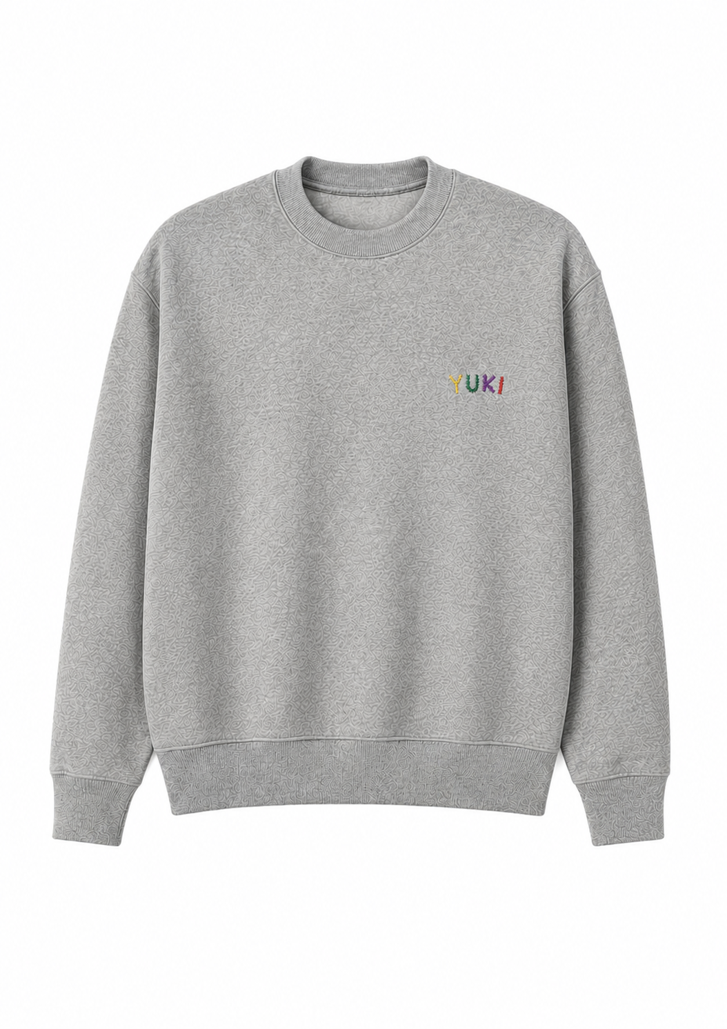 Grey sweatshirt with embroidered colored logo